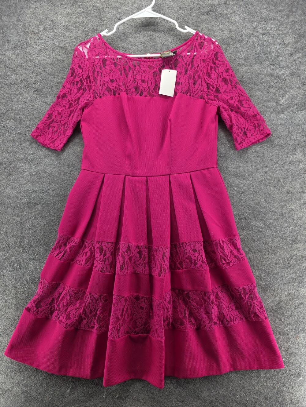 Taylor Dress Womens 8 Pink Lace Overlay Fit & Flare A-Line Party Cocktail New